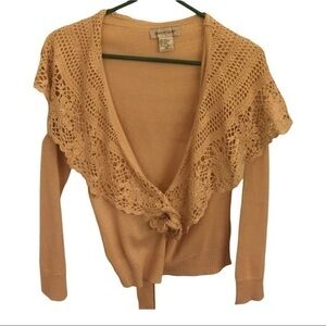 Brand new Newport News Beige crochet cardigan Sz XS